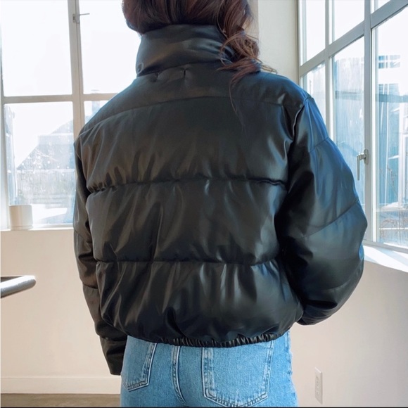 Faux Leather Puffer Jacket - Picture 4 of 9